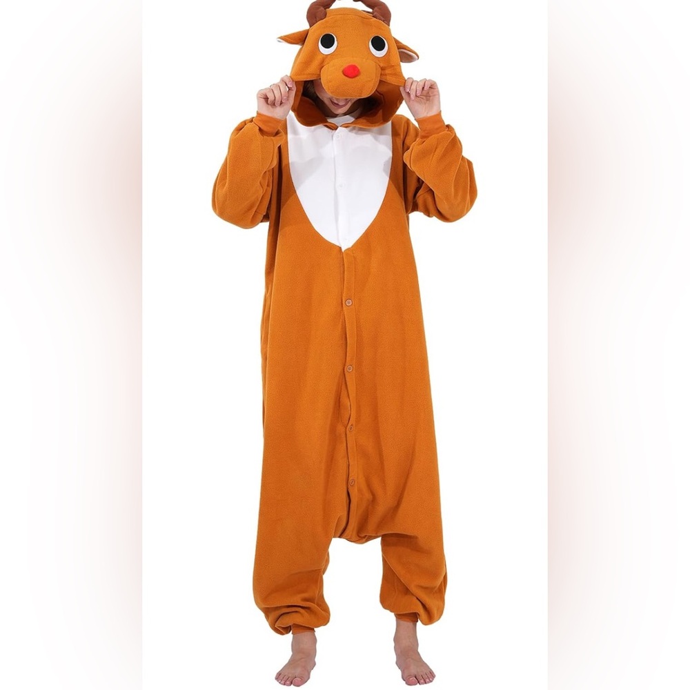 Cozy Brown Reindeer Onesie for Women